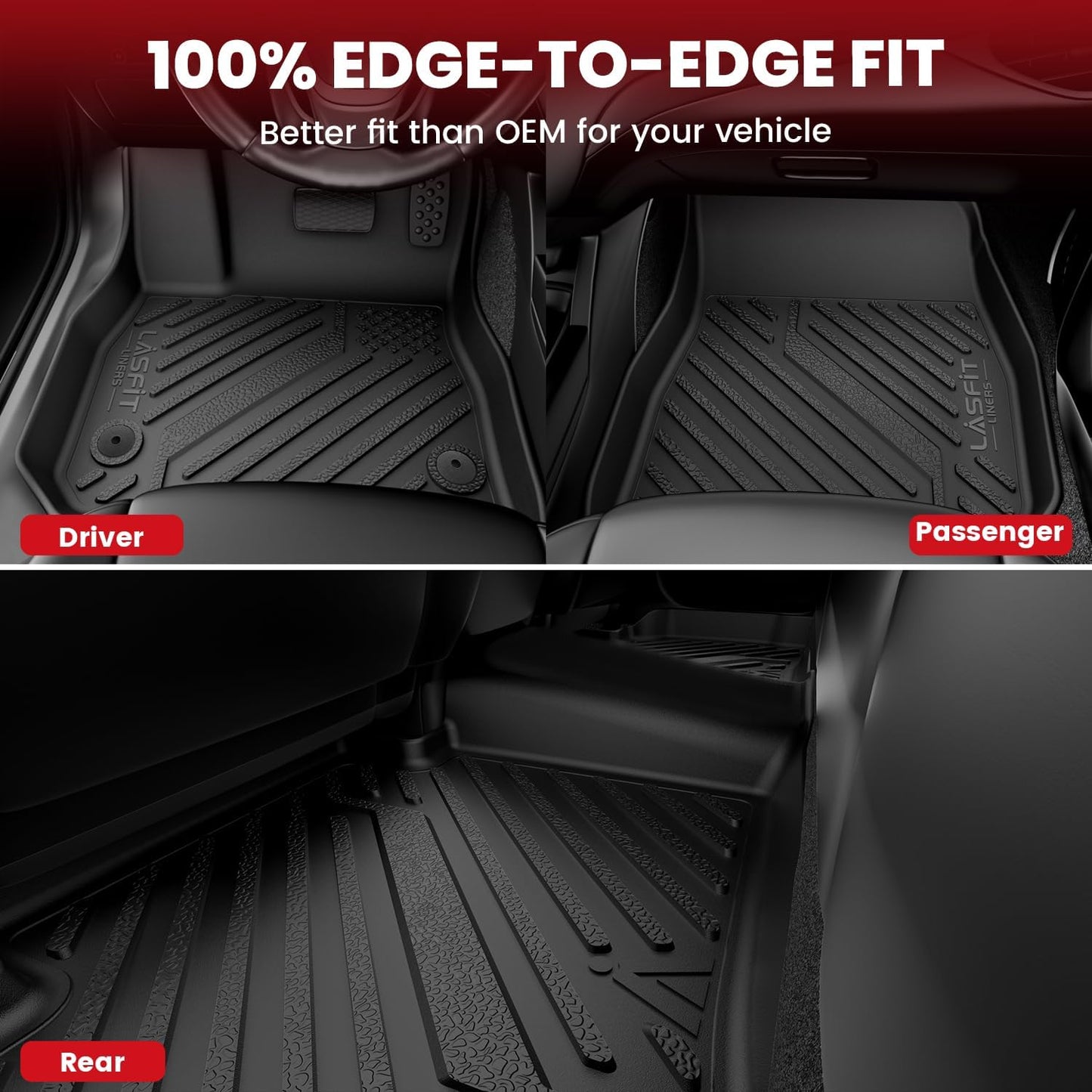 LASFIT Floor Mats for Toyota Prius 2016-2022 & Prius Prime 2017-2022, All Weather TPE Custom Fit Easy Clean Durable No-Curling Floor Liners for Prius 2016 2017 2018 2019 2020 2021 2022 Car Mats