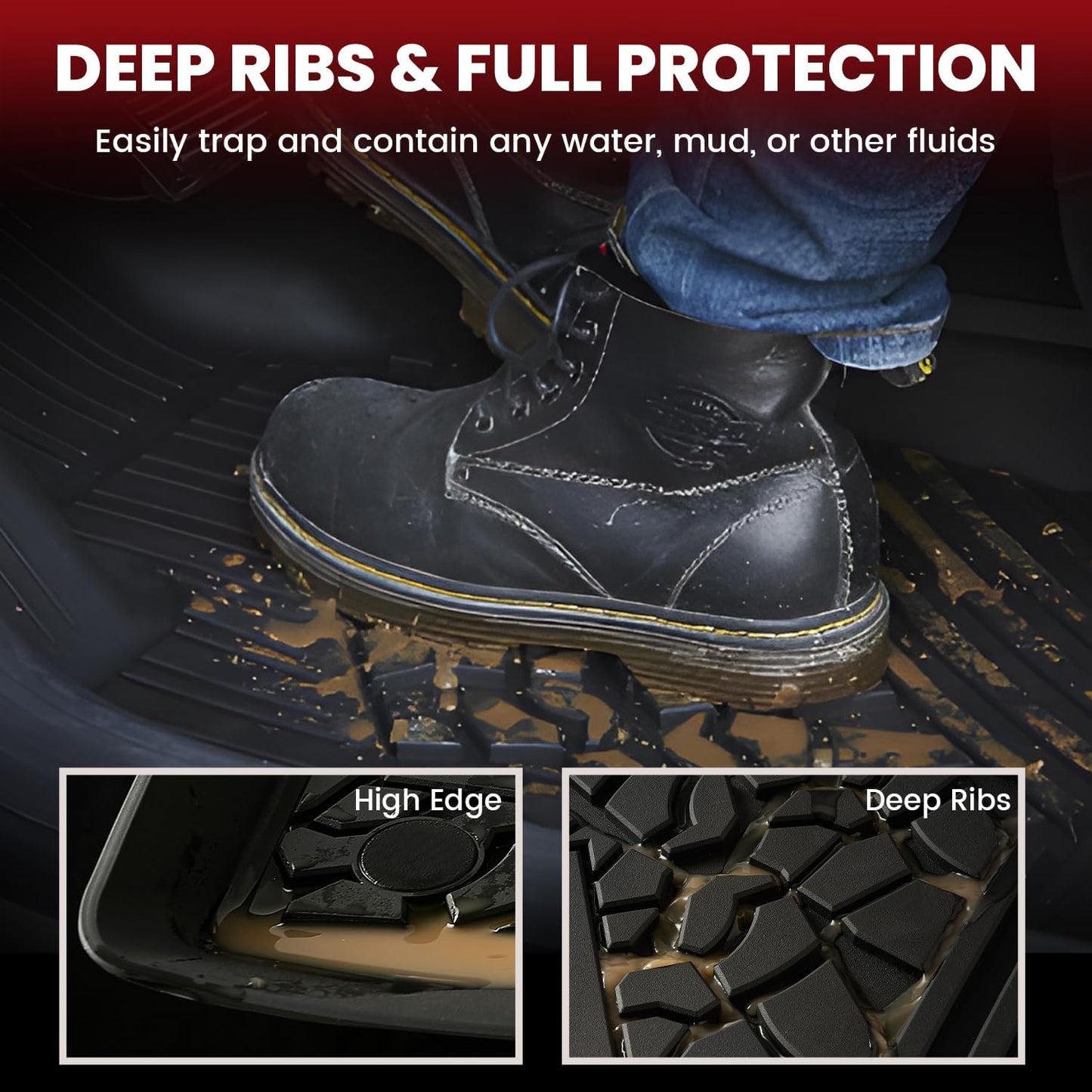 LASFIT Floor Mats for Jeep Renegade 2015-2023 All Weather TPE Custom Fit Car Mats Floor Liners 1st & 2nd Row, Black