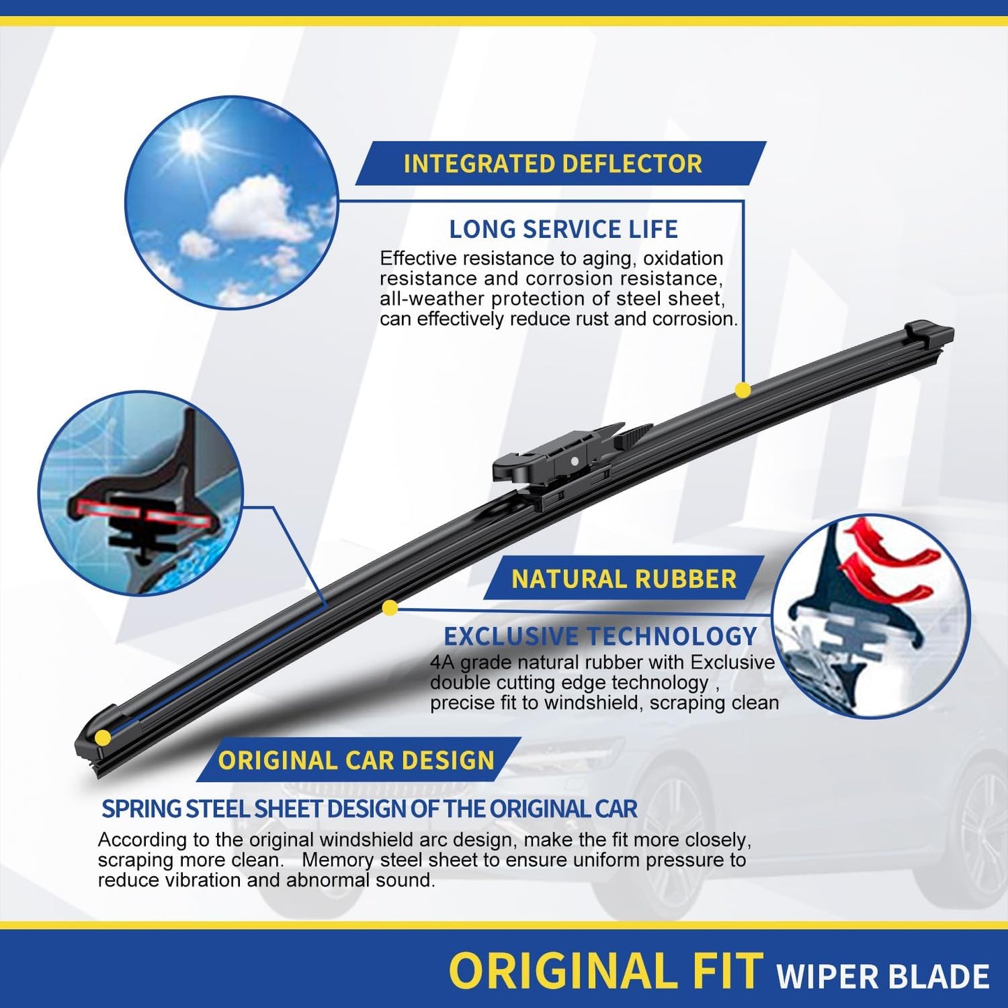 3 wipers Replacement for Chevrolet Traverse 2012-2017, Windshield Wiper Blades Original Equipment Replacement - 24"/21"/13" (Set of 3) Pinch Tab
