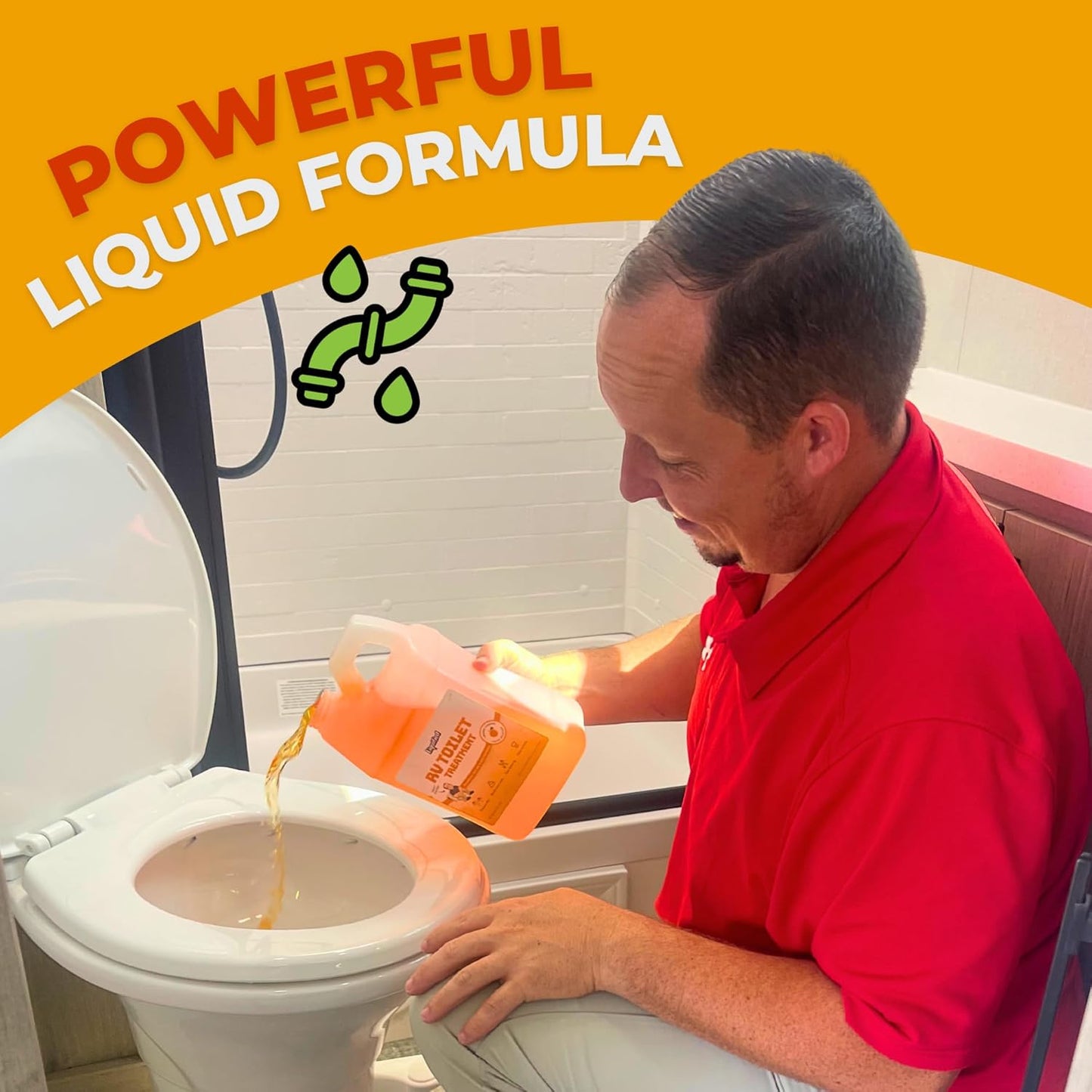 Liquified RV Toilet Treatment - Orange Scent, 32oz Standard Pour Bottle - Holding Tank Waste Digester & Odor Eliminator, Septic Safe, Biodegradable - Made in USA