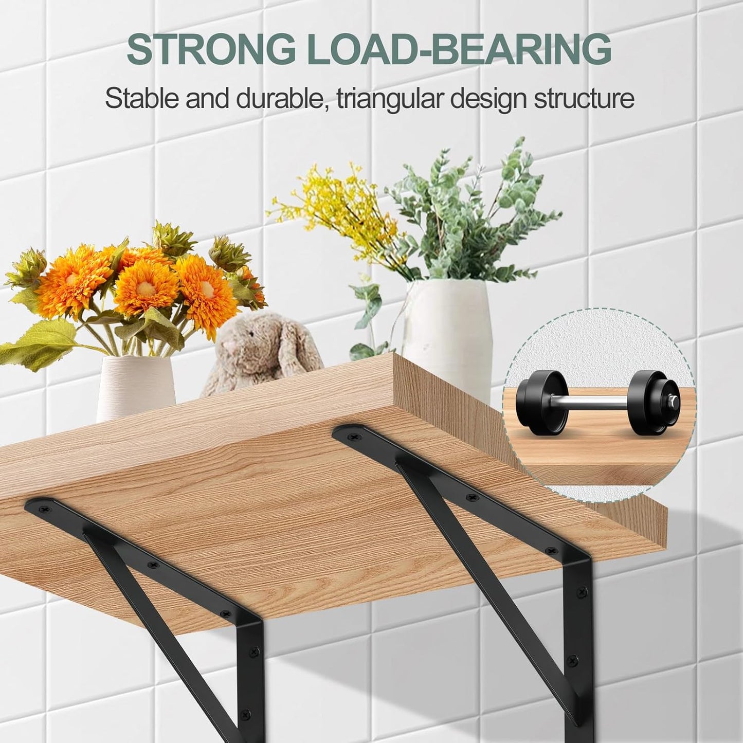 32 Pack L12 x H 8" Black Heavy Duty Shelf Brackets with Screws Metal Shelf Brackets Shelf Support Angle Brackets for Shelves L Brackets Heavy Duty Floating Shelf