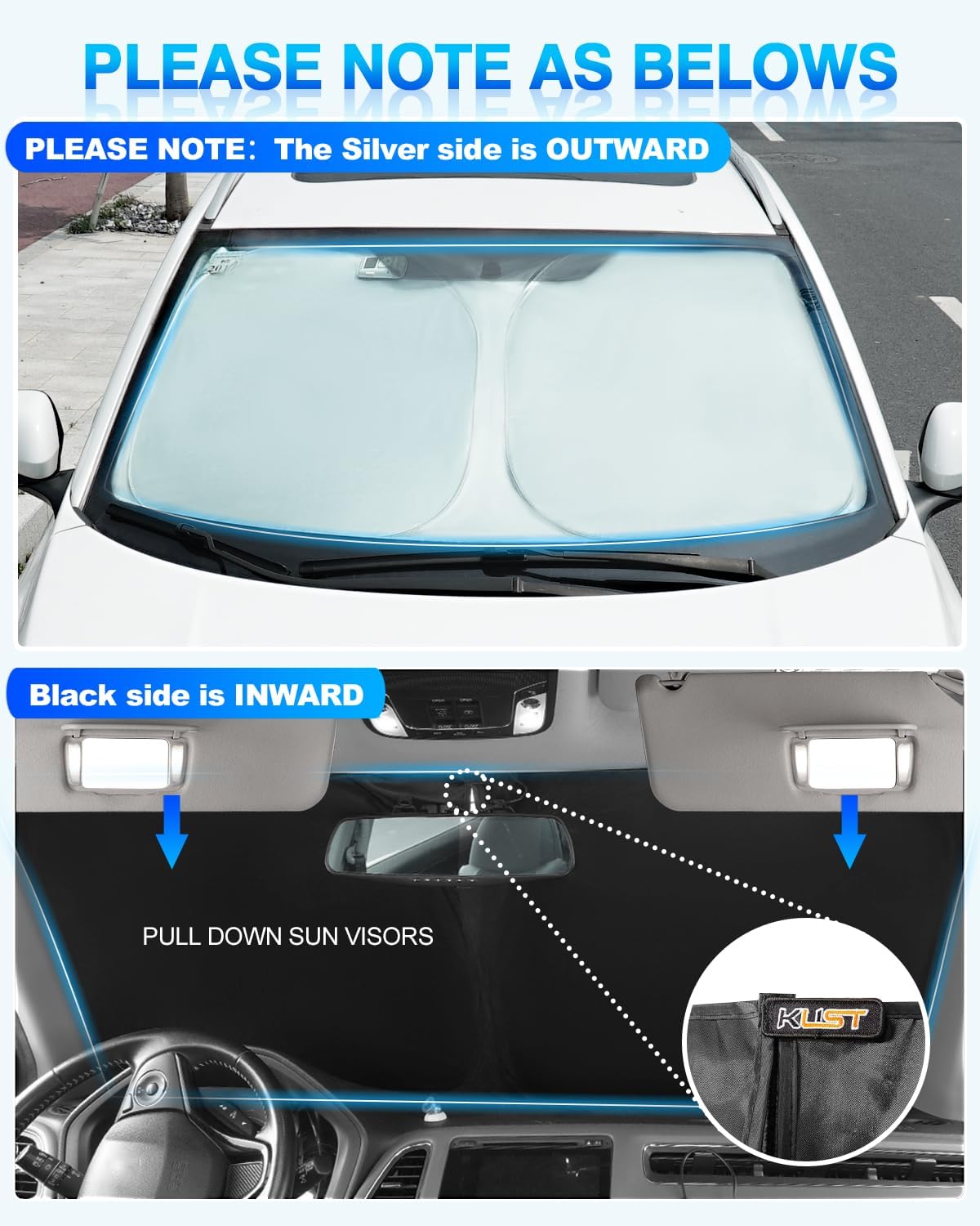 KUST Windshield Sun Shade for Mercedes-Benz GLE 350 450 2012-2019 Window Shade Sun Visor Cover Foldable Blocks UV Rays Keep Your Car Cooler