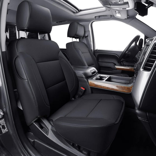 LUCKYMAN CLUB Custom Fit Seat Covers for 2014-2018 Chevy Silverado Sierra 1500 Extended Cab, 2015-2019 Silverado Sierra 2500 3500 Extended Cab (Black)