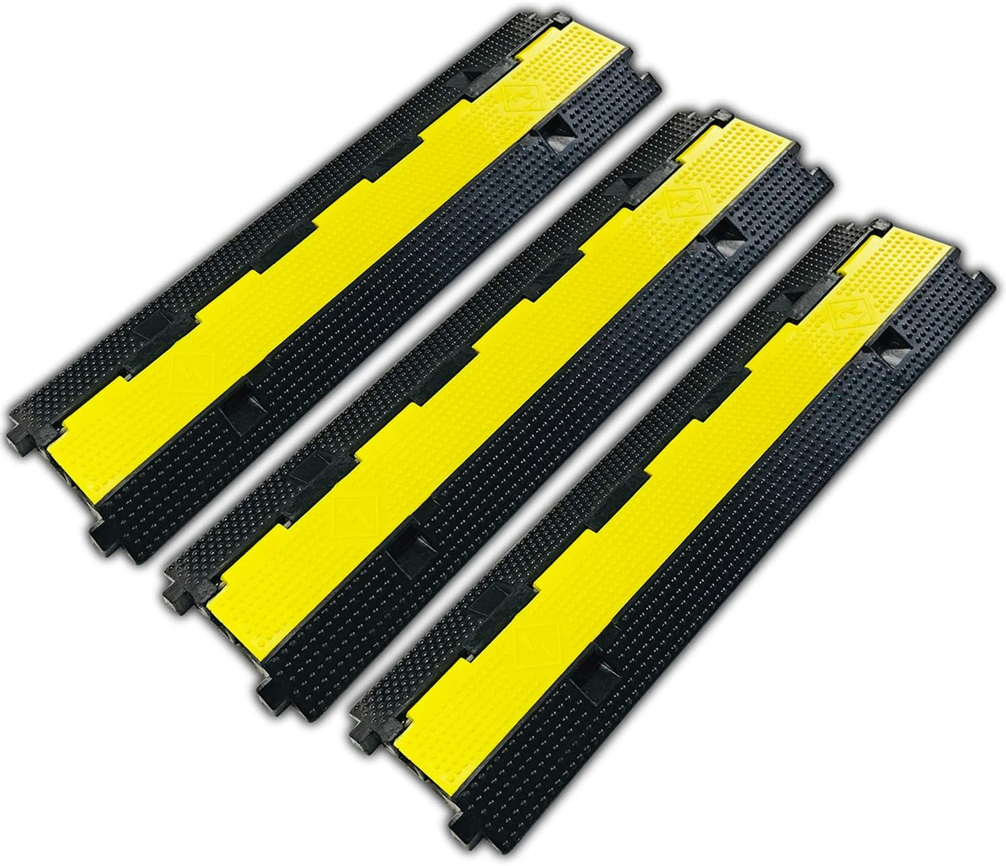 3 Pack Rubber Cable Ramp Hose Cable Protector Ramp 2 Channel 22000Lbs Load Capacity Traffic Speed Bump Wires Power Lines Extension Cord Cover for Indoor Outdoor