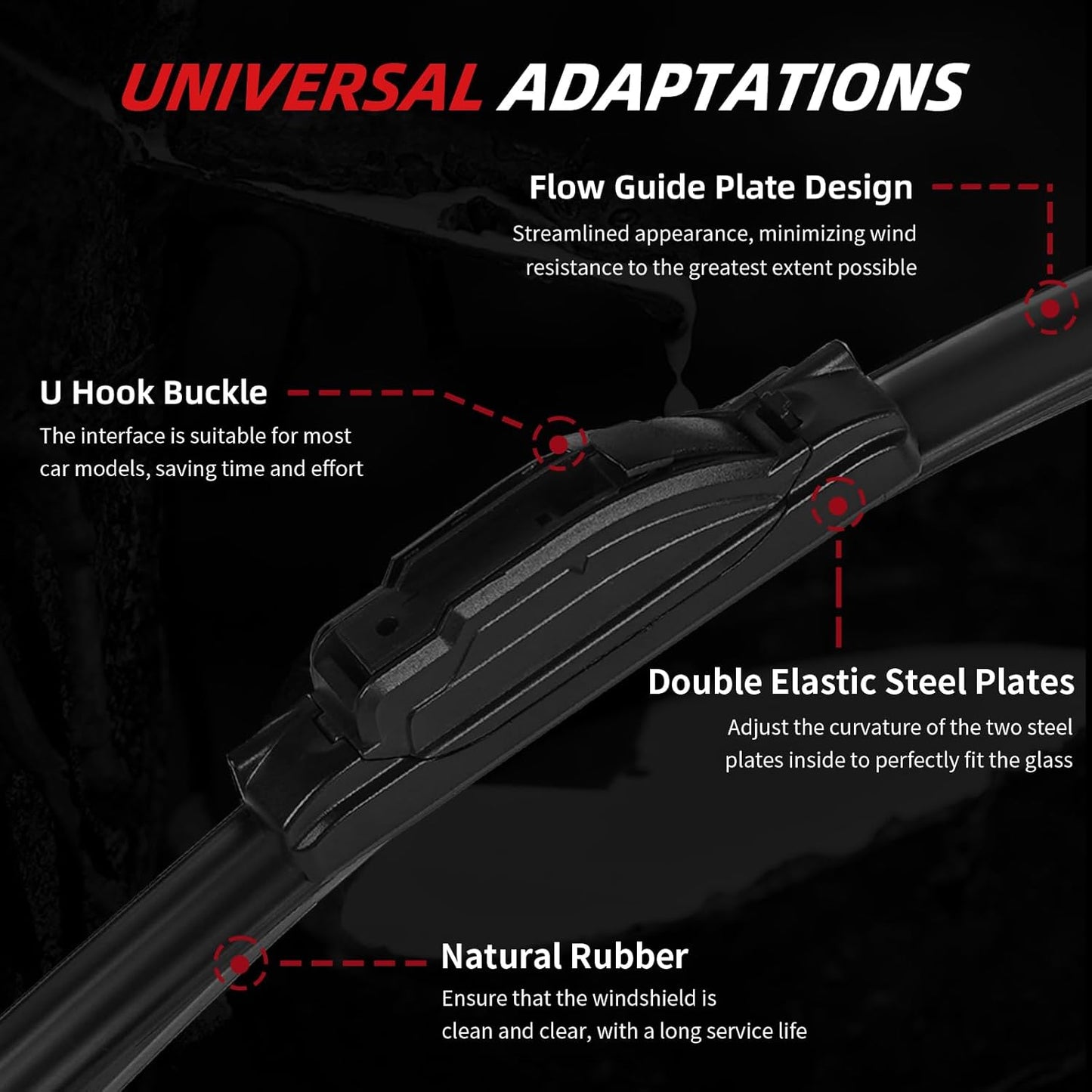 OTUAYAUTO Premium Windshield Wiper Blades - Replacement for Chevrolet Suburban Tahoe 2008-2014, Cadillac Escalade 2009-2014 Front and Rear Wipers J/U Hook - 22"+22"+12" (Pack of 3)