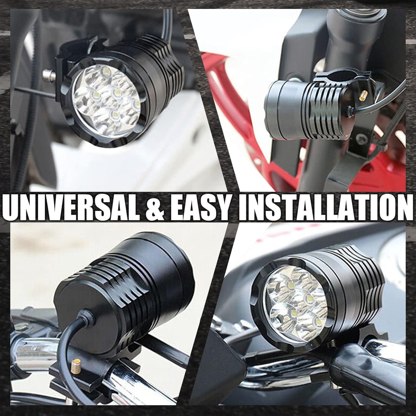 Motorcycle Driving Lights 12-60V 40W 3600LM LED Fog Lights for ATV UTV Bike Car Truck Boat Forklift Waterproof LED Spotlights with 6 Light Beads High Low Strobe Beam Switch Universal (Black 2)