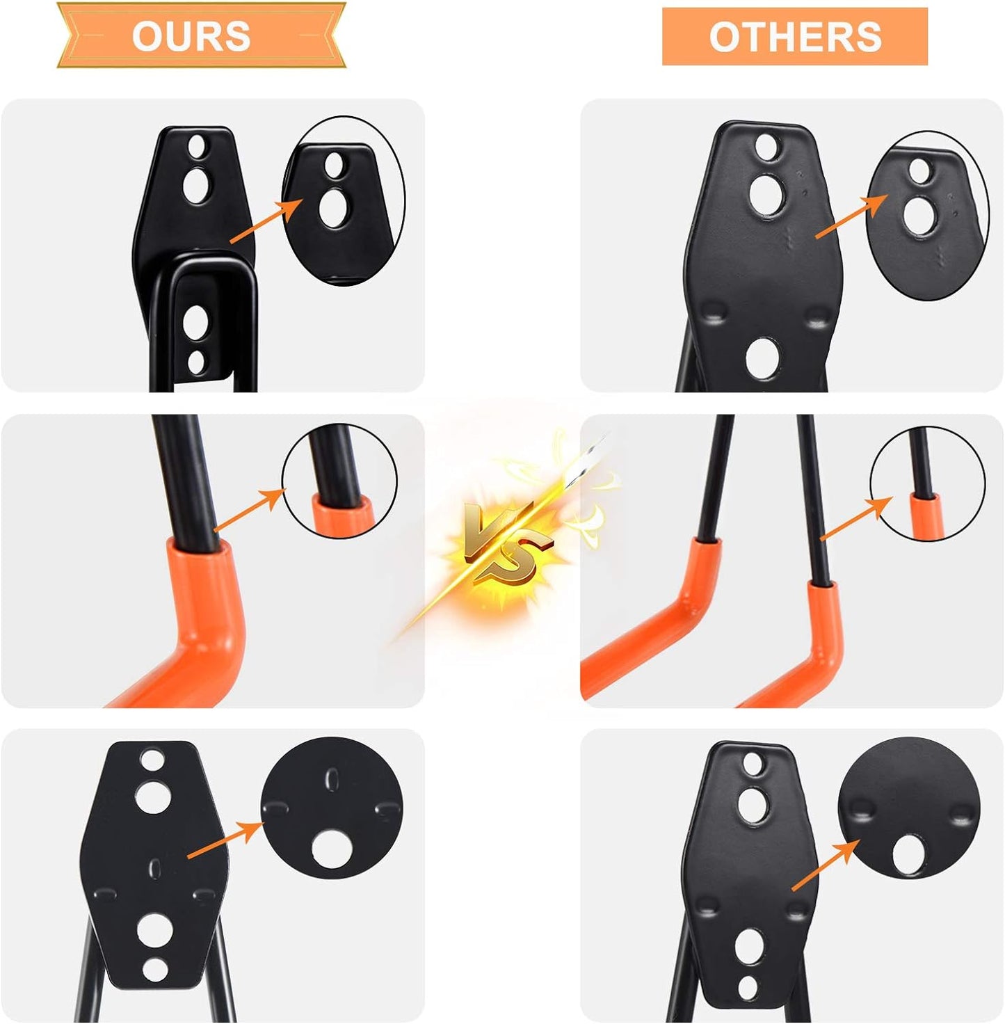 AOBEN Garage Hooks Heavy Duty, Steel Garage Storage Hooks, Utility Tool Hangers and Combinable Wall Mount for Organizing Ladder, Hold Chairs, Heavy Tools (Large U, 4 Pack)