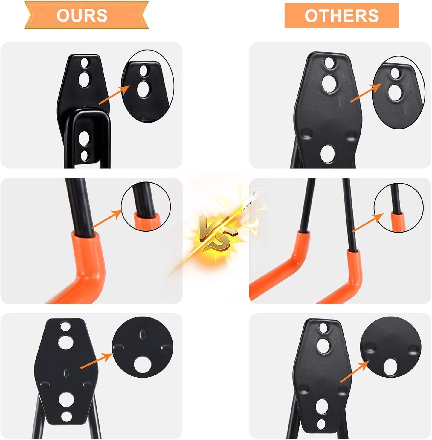 AOBEN Garage Hooks Heavy Duty, Steel Garage Storage Hooks, Utility Tool Hangers and Combinable Wall Mount for Organizing Ladders, Bikes, Hoses, and More Equipment (Large J, 6 Pack)