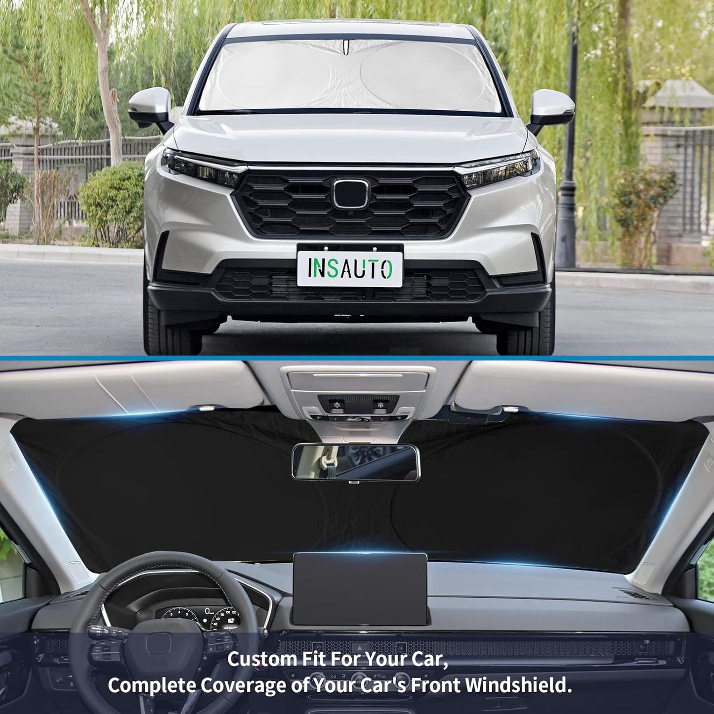 INSAUTO for Highlander Car Windshield Cover Windshield Sun Shade for Toyota Highlander 2020-2025 L LE XLE Limited Platinum Foldable Sunshade Front Window Custom Fit Vehicle Sun Protector