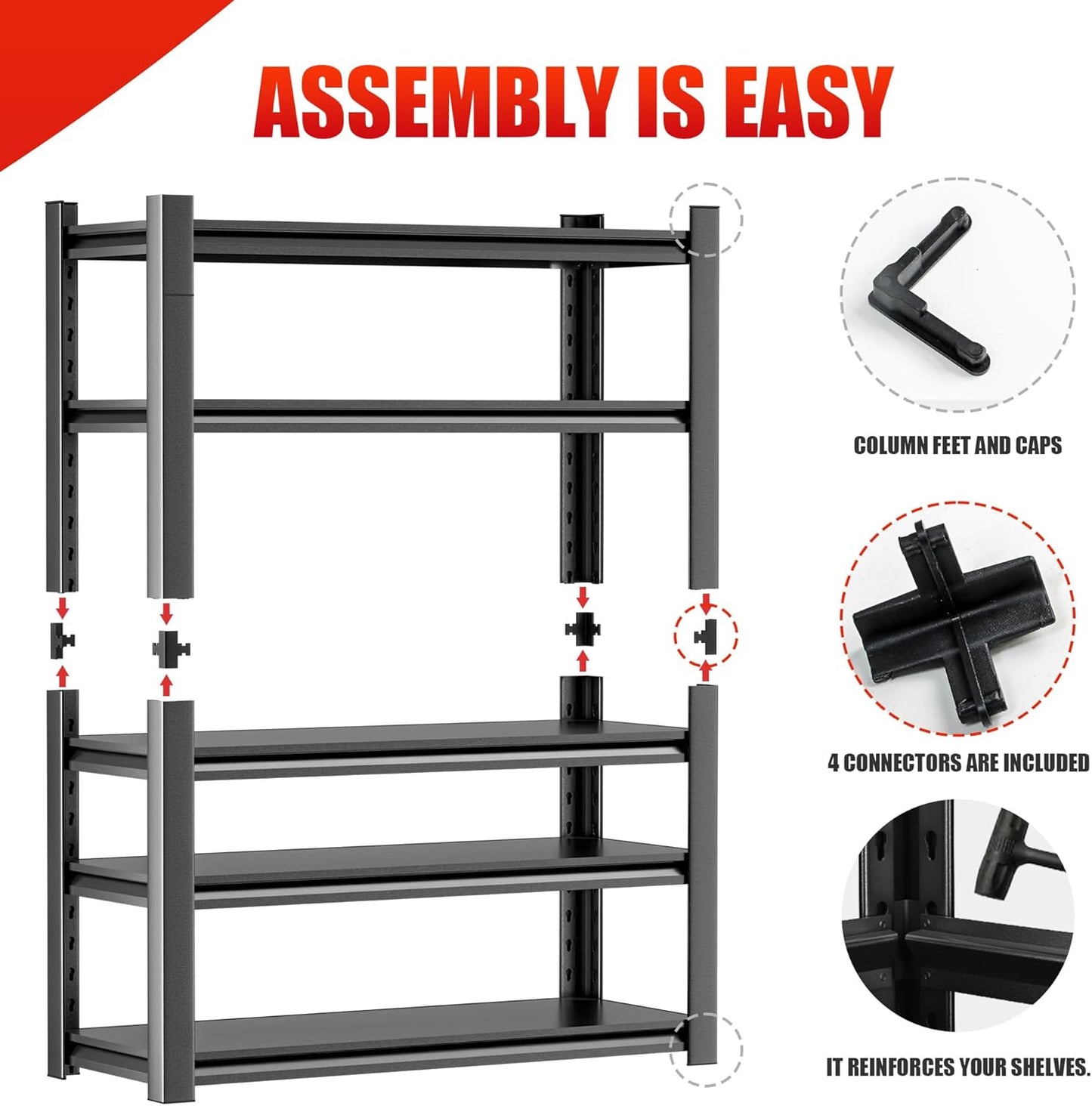 Metal Garage Shelving – 5 Shelf Heavy Duty Storage Rack for Garage Organization, Shelf Organizer for Tools, Supplies, and More, High Capacity Storage Shelves 24" D x48 W x87 H