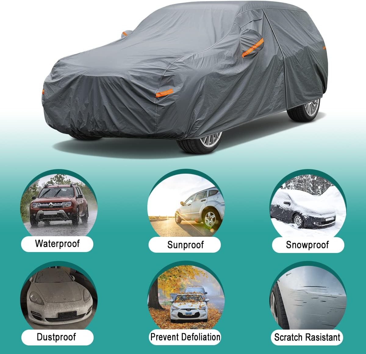 Premium Car Cover Custom Fit Toyota Highlander (2013-2025), 16 Layers Heavy Duty Car Cover Waterproof All Weather with Zipper Door for Sun Rain Snow Dust Uv Protection