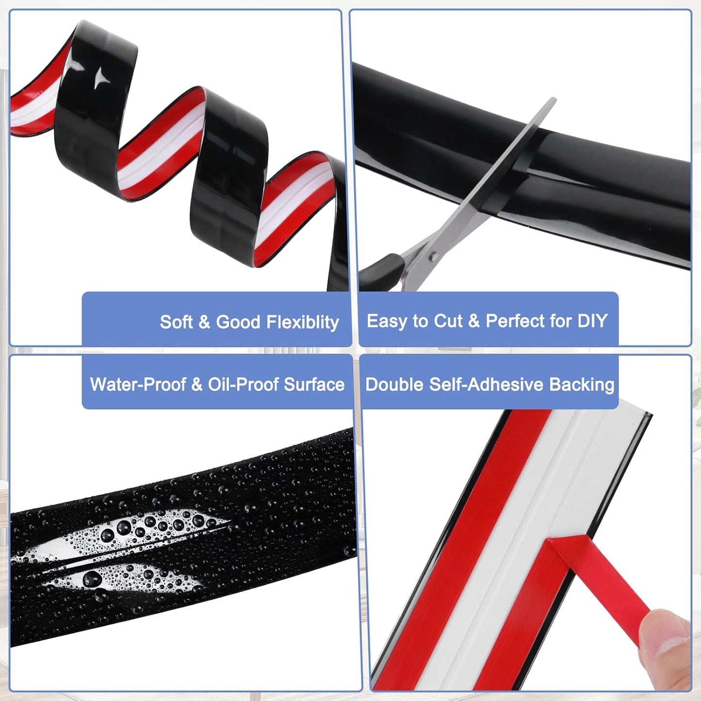 Wall Corner Protector Moulding Trim Peel and Stick Wall Corner Guards Trim Flexible Self Adhesive Edge Protector Moulding, 0.8 in x 40 Ft, Black