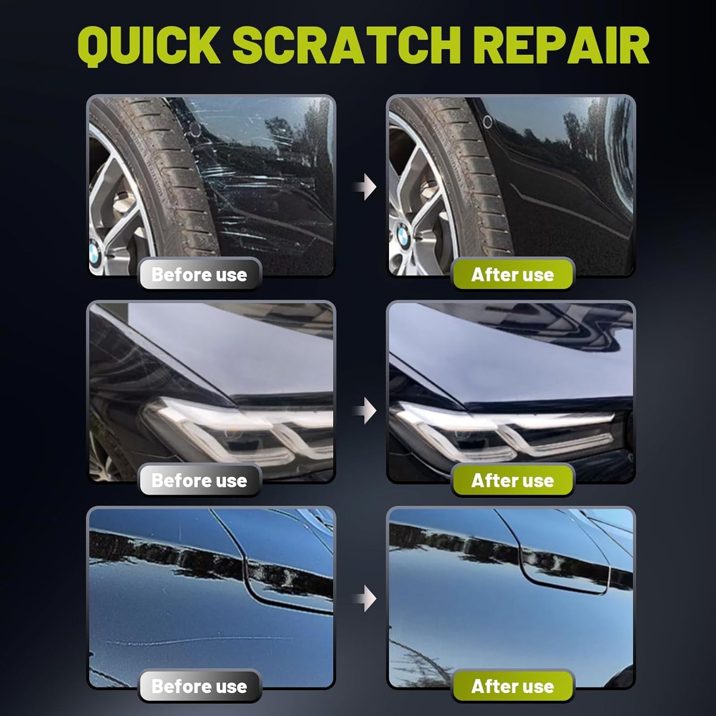 Upgraded Car Scratch Remover Kit, Scratch Remover for Vehicles ＆ Cars, Car Paint Scratch Repair, Polishing ＆ Rubbing Compound Paint Restorer with Applicator Pad, add Gloss ＆ Shine 8.4OZ
