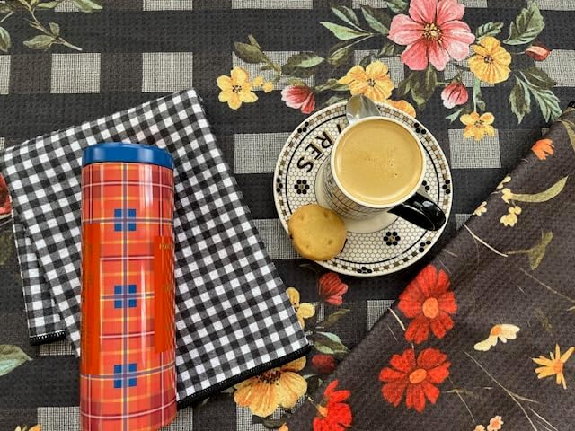 Cerise Black Floral Kitchen Towels, Waffle Weave Microfiber, 3 Pack - Image 6