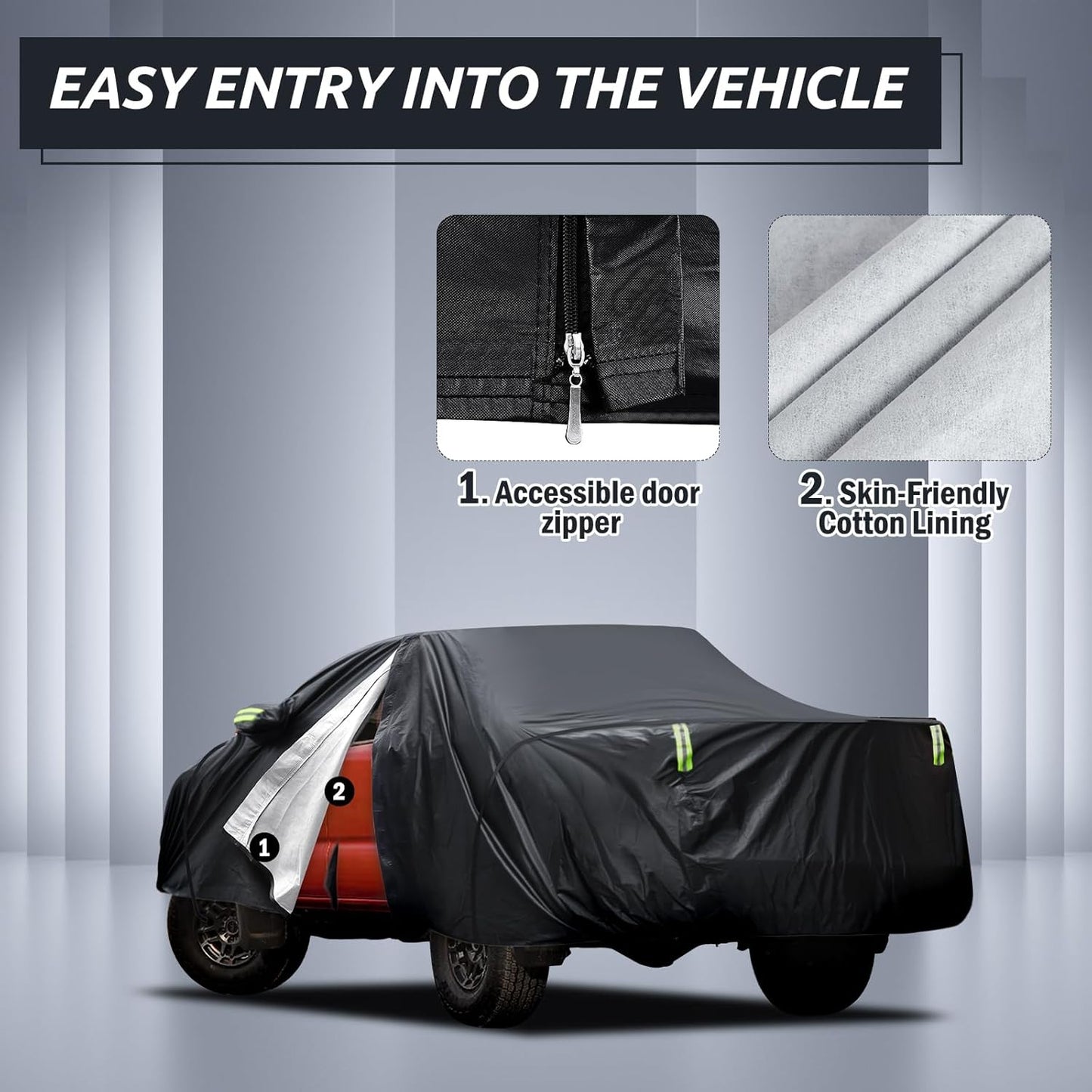 Migaven 6 Layers Car Cover Custom Fit for Toyota Tacoma 2005-2024, Waterproof Full Exterior Cover Rain Sun Protection with Door Zipper