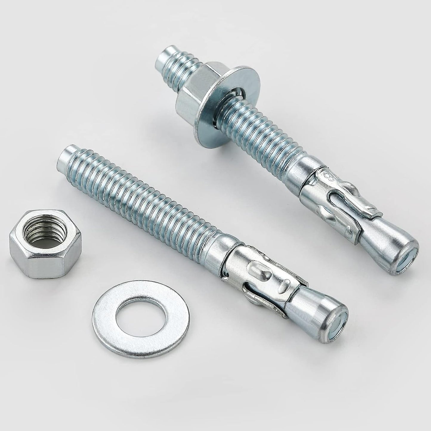 5/8x4-1/4 10Pcs Inch Standard Fasteners for Heavy-Duty Zinc Wedge Anchors for Cement and Concrete