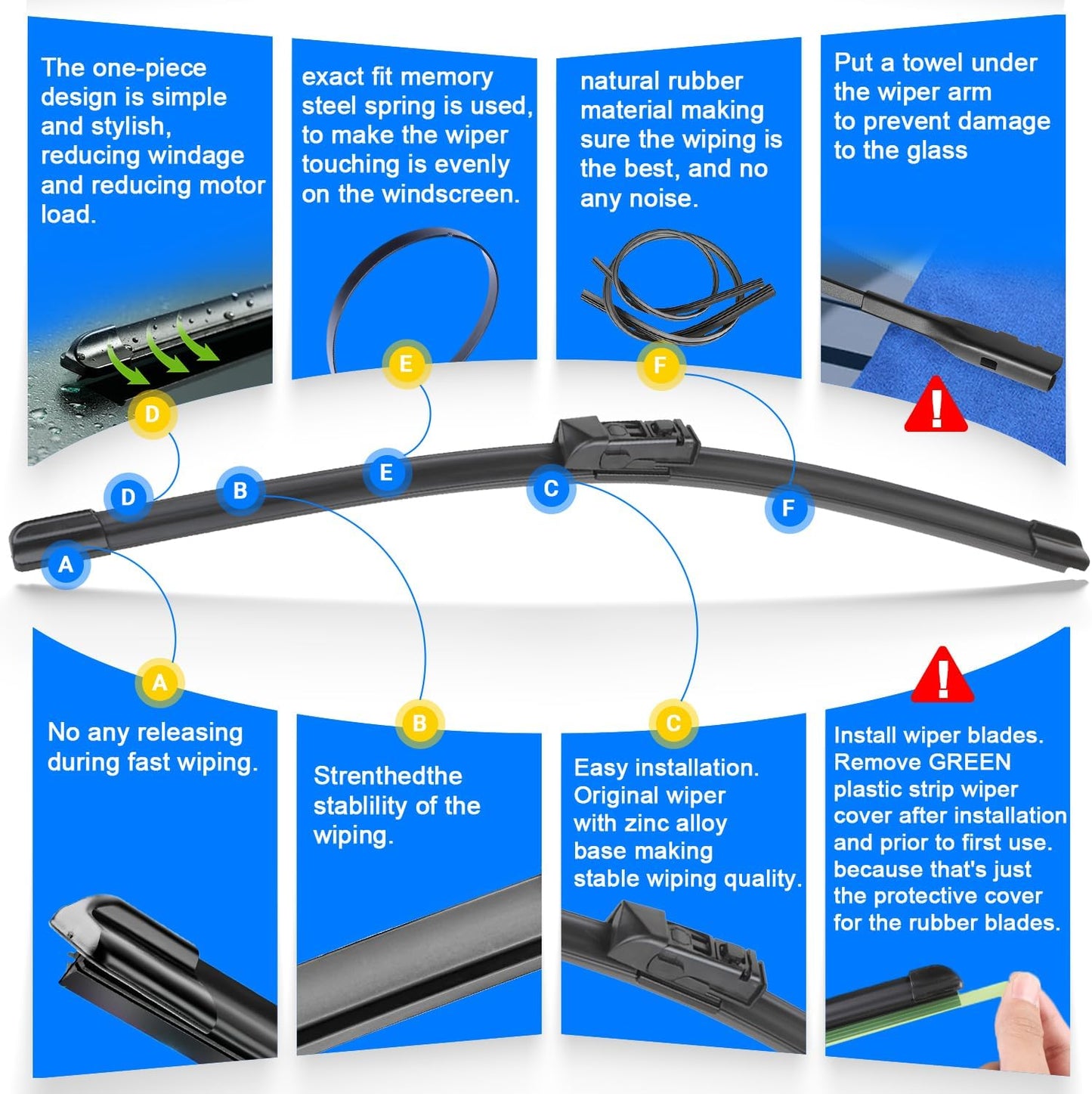 Windshield Wiper Blades Replacement for 2018-2023 BMW X3 X4 Original Factory Quality Front Rear Wipers Blade Set for My Car - 26" 20" 12" (Pack of 3)