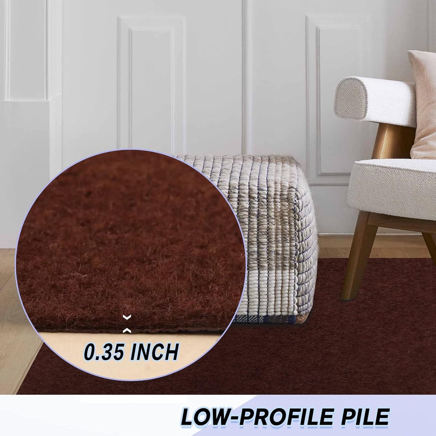 Custom Size Backed Non-Slip Area Rugs Runner, Easy Clean, Waterproof Runner Rugs for Hallway Entryway, Kitchen, Laundry, 2FT x 8FT, Brown