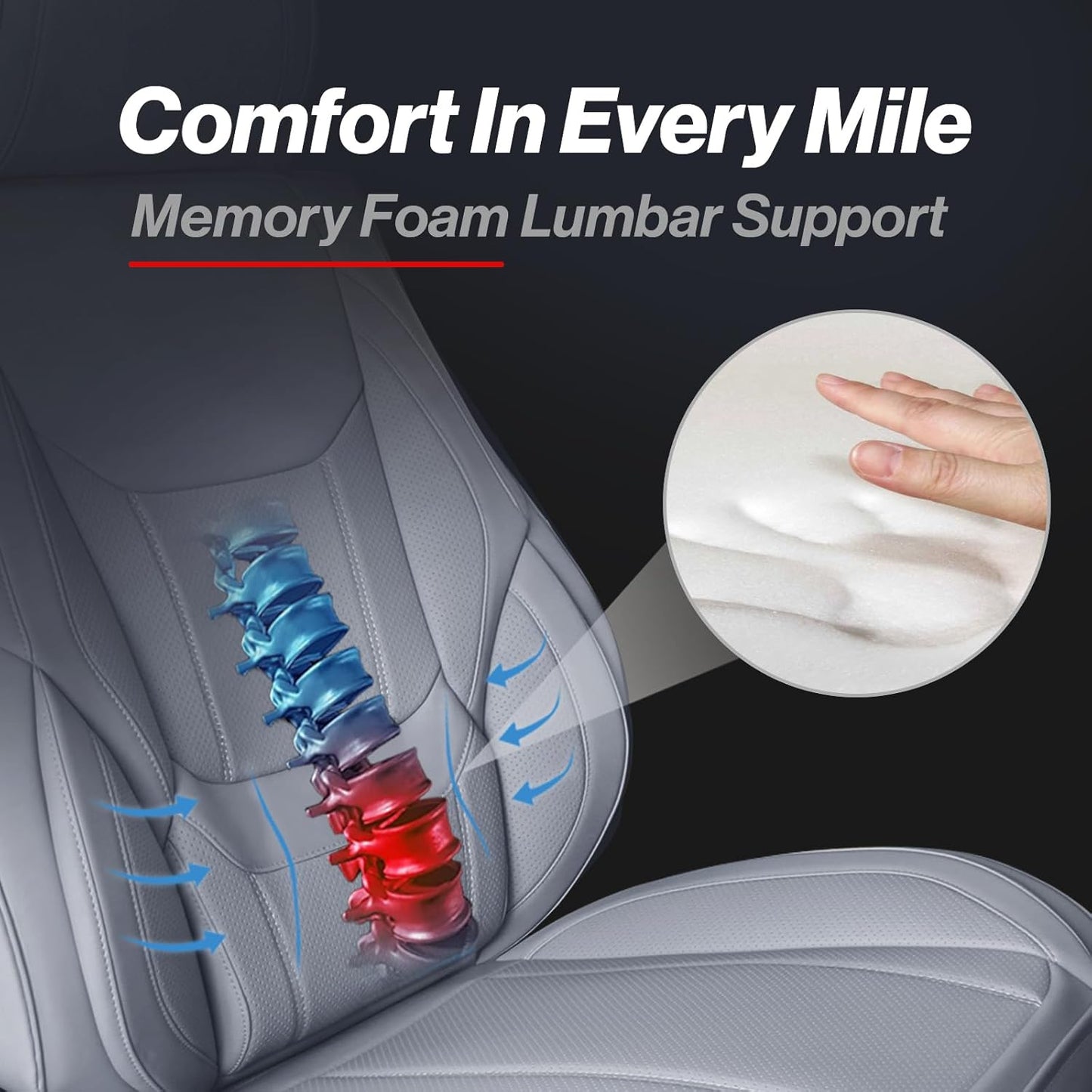 Coverland Custom Car Seat Covers Compatible with F150, Frontier, Sierra, Silverado 2500HD - Premium Leather Non-Slip Waterproof Interior Protector Front Seat-Gray [See Size Chart-Size A12]