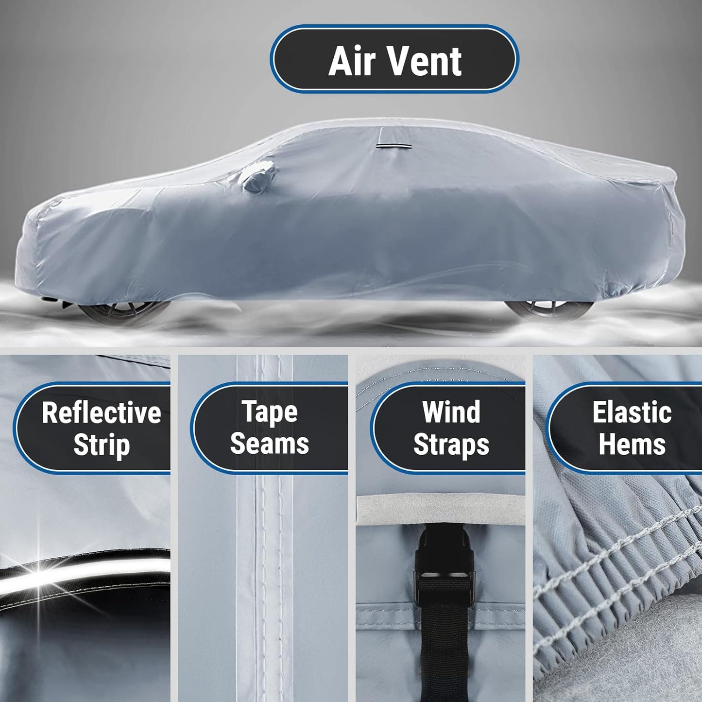 iCarCover Custom Car Cover for Pontiac 6000 2-Door, 4-Door (1982-1991) Waterproof All-Weather Rain Snow UV Sun Protector Full Exterior Indoor Outdoor Car Cover (Stripe - Gray/Black)