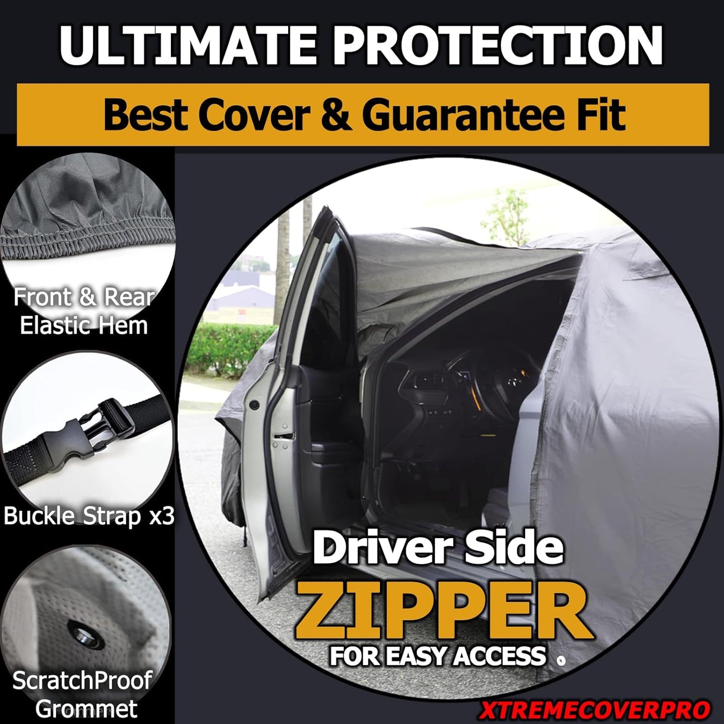 All Weather Waterproof car Cover Good for rain Snow uv Protection dust WRX STi Spoiler Civic Type-R V60 A4 ALLROAD Model Y Gray
