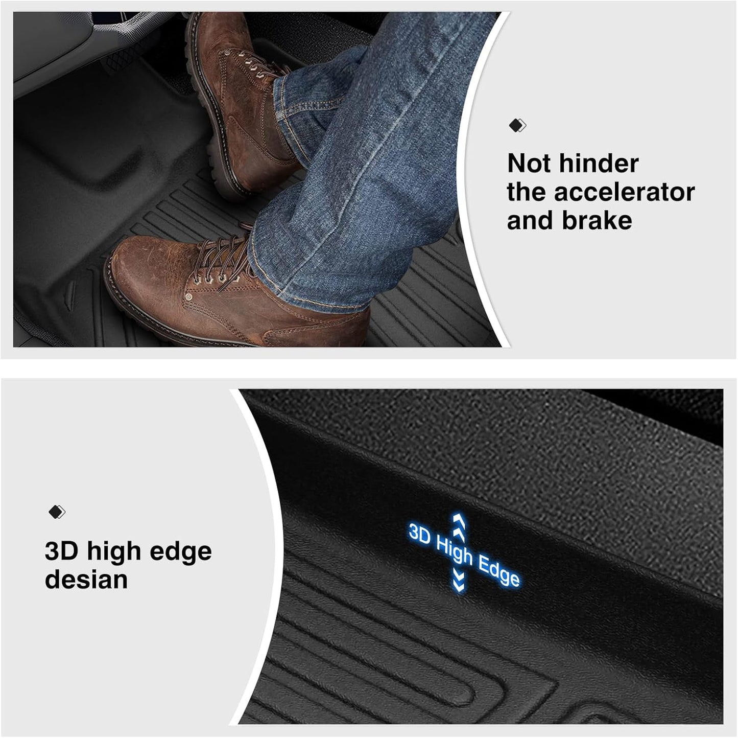 Powerty Floor Mats for 2018-2024 2025 Chevy Chevrolet Traverse 7 Seater Accessories All Weather Floor Liner 3D TPE Floor Mat Heavy-Duty Floor Liners((Only for with 2nd Row Bucket Seat)