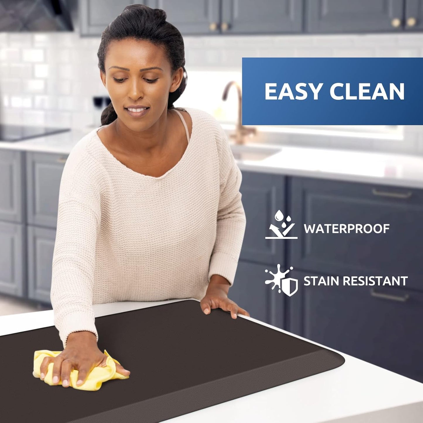 KitchenClouds Kitchen Mat Cushioned Anti Fatigue Kitchen Rug Non Slip Standing Mat Comfort Floor Mats for Sink Office (17.3"x39"- 0.8inch)