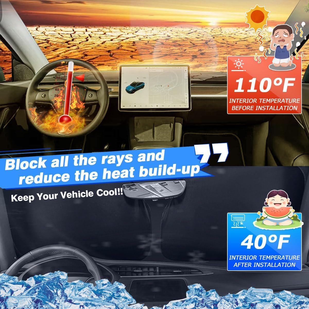 Windshield Sun Shade for 2018-2025 2026 Honda Accord Accessories Thicken 6-Layer Foldable Front Window Sunshade Cover Sun Visor Protector Block UV Rays Keep Vehicle Cool