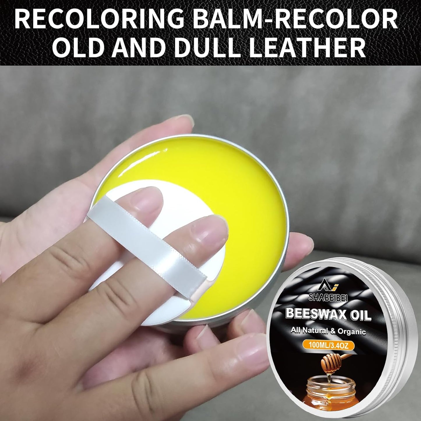 Leather Repair Kit Recoloring Balm Cleaner Conditioner Waterproof Beeswax Oil for Car Seat Furniture Couch Shoe Leather Vinyl(Maroon)