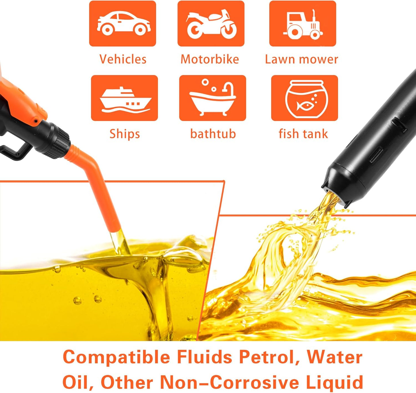 Portable Power Battery Pump, Battery Powered Siphon Fuel Transfer Pump, Universal Fit for Gasoline, Car, Portable Fuel Transfer Pump,Mechanical Fuel Pump