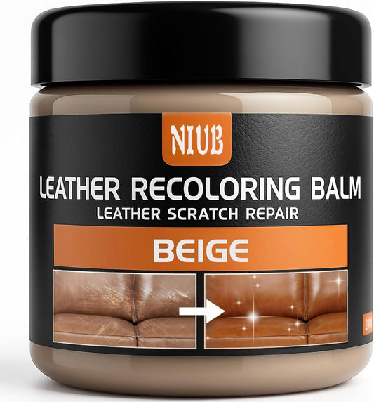 Leather Recoloring Balm Leather Color Restorer Scratch Repair Leather Paint for Furniture Couches Car Seats Shoes Bags Leather Dye and Restorer Restores Faded and Scratched Leather-Beige