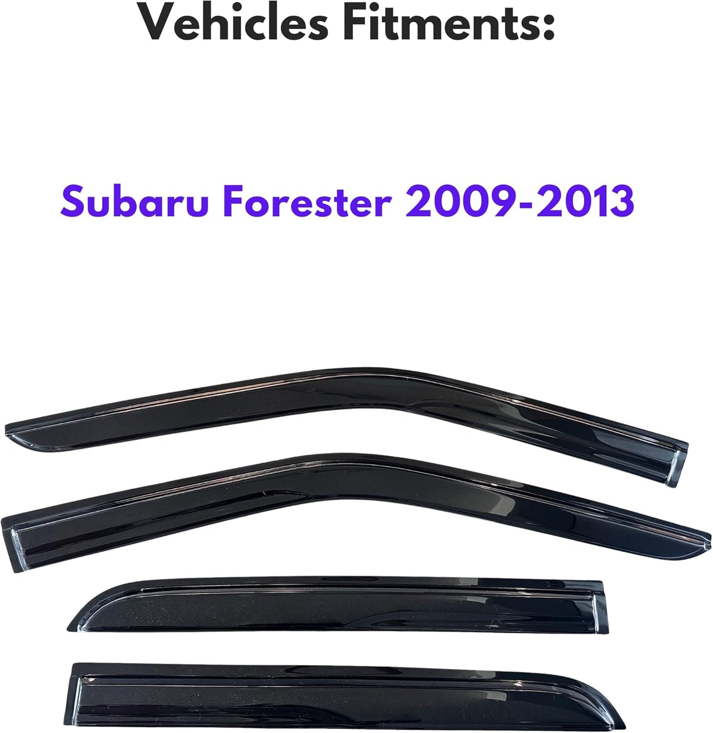 KPY Window Visor Compatible with Subaru Forester 2009-2013, 4PC Rain Guard Side Window Vent Deflectors Tape-On Mugen Style, 2009 2010 2011 2012 2013