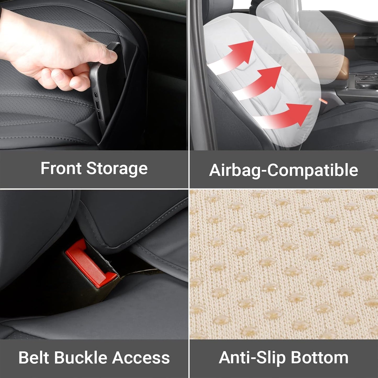 Coverland Custom Car Seat Covers Compatible with Frontier Crew Cab, King Cab - Premium Leather Non-Slip Memory Foam Waterproof Custom Interior Protector Full Set-Dark Gray [See Size Chart-Size X137]