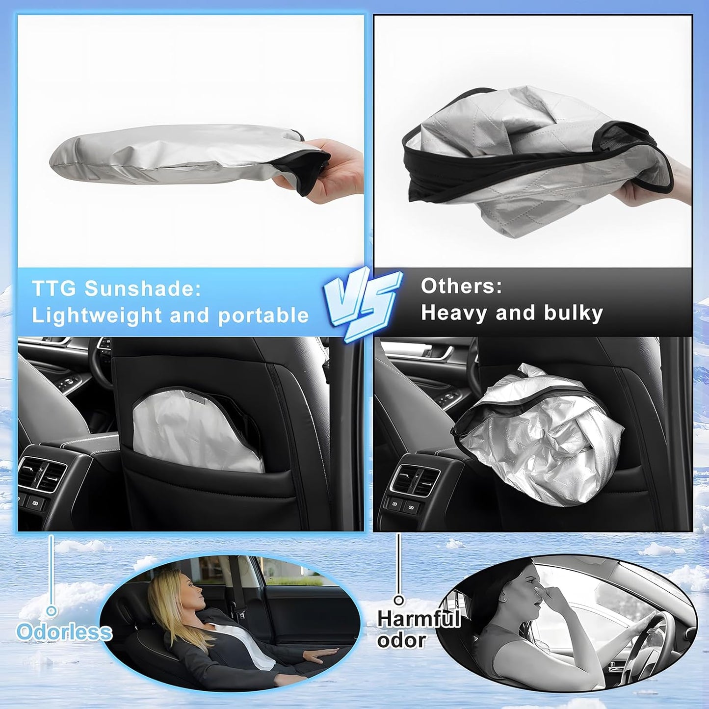 T TGBROS Windshield Sun Shade Custom Fit for 2019-2023 Ford Ranger, XL, XLT, Lariat Accessories Foldable Sun Shield Reflective Polyester Sun Visor Cover Block Heat and Sun Protection