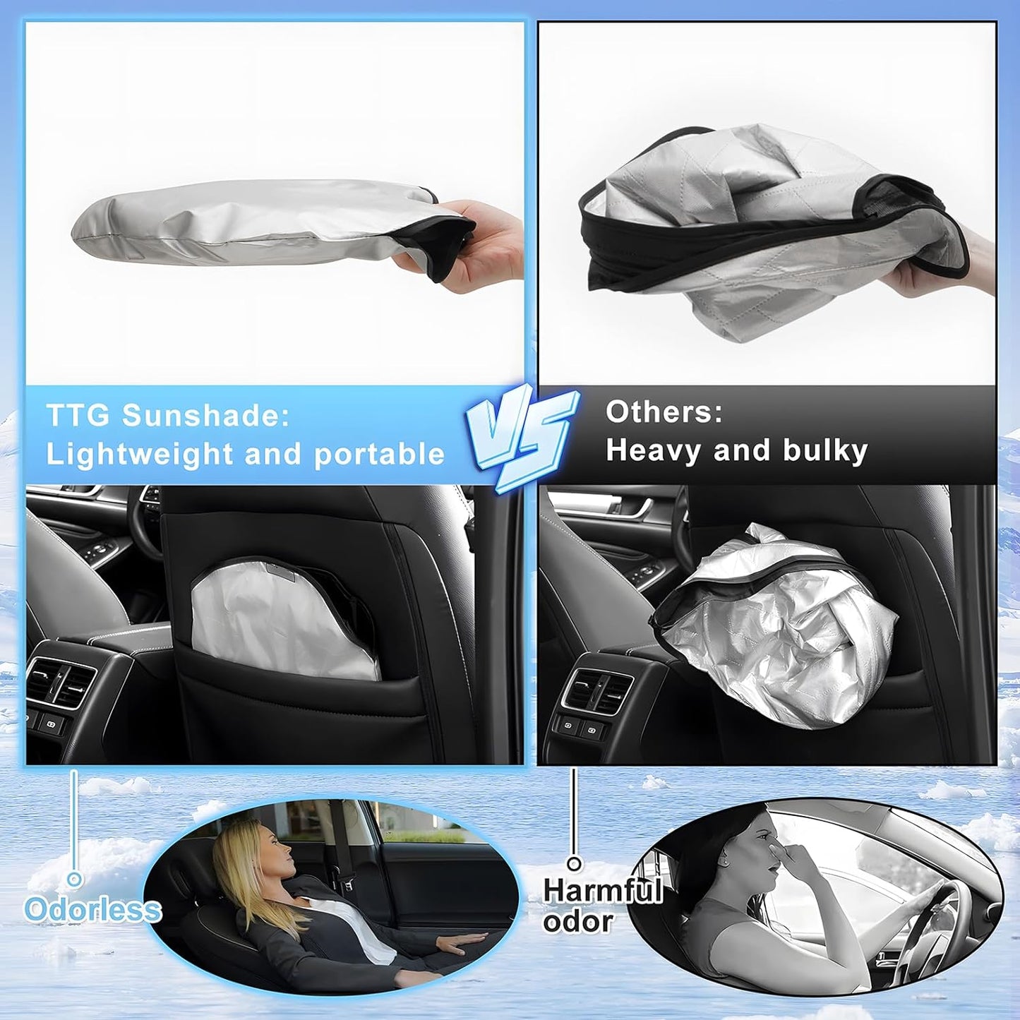 T TGBROS Windshield Sun Shade for 2015-2023 Dodge Challenger Accessories (SXT, RT, GT) Front Window Sun Shield Reflective Polyester Sun Visor Cover