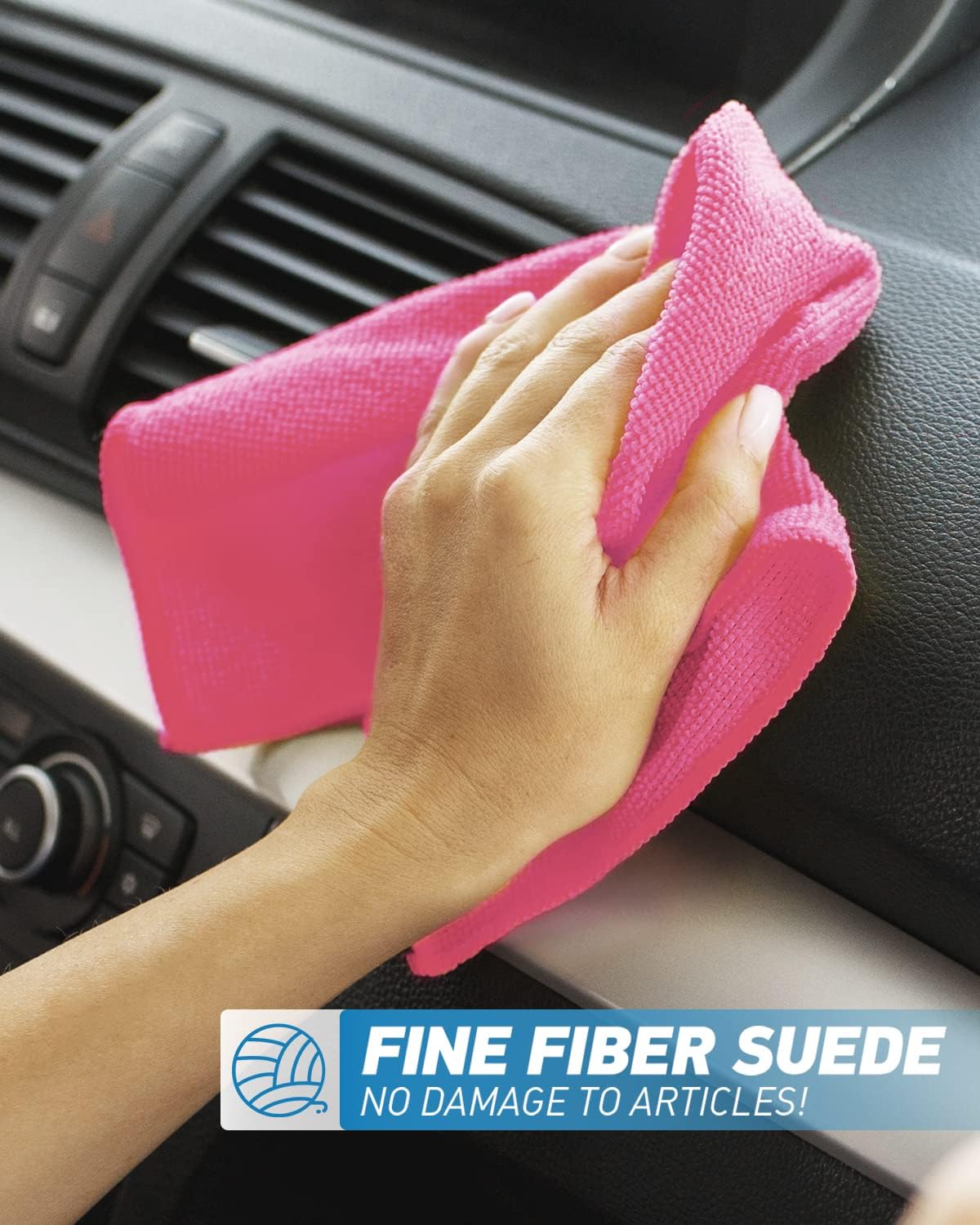 Microfiber Cleaning Cloth-24Pcs (13x13 inch) Ultra Soft Highly Absorbent Rags for Housekeeping-Machine Wash (HotPink)