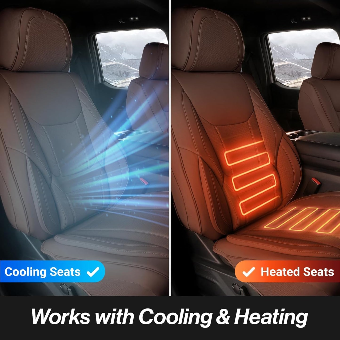 Coverland Custom Car Seat Covers Compatible with Sierra 2500HD, Silverado 2500HD - Premium Leather Non-Slip Waterproof Cover Custom Interior Protector Full Set-Dark Brown [See Size Chart-Size X117]