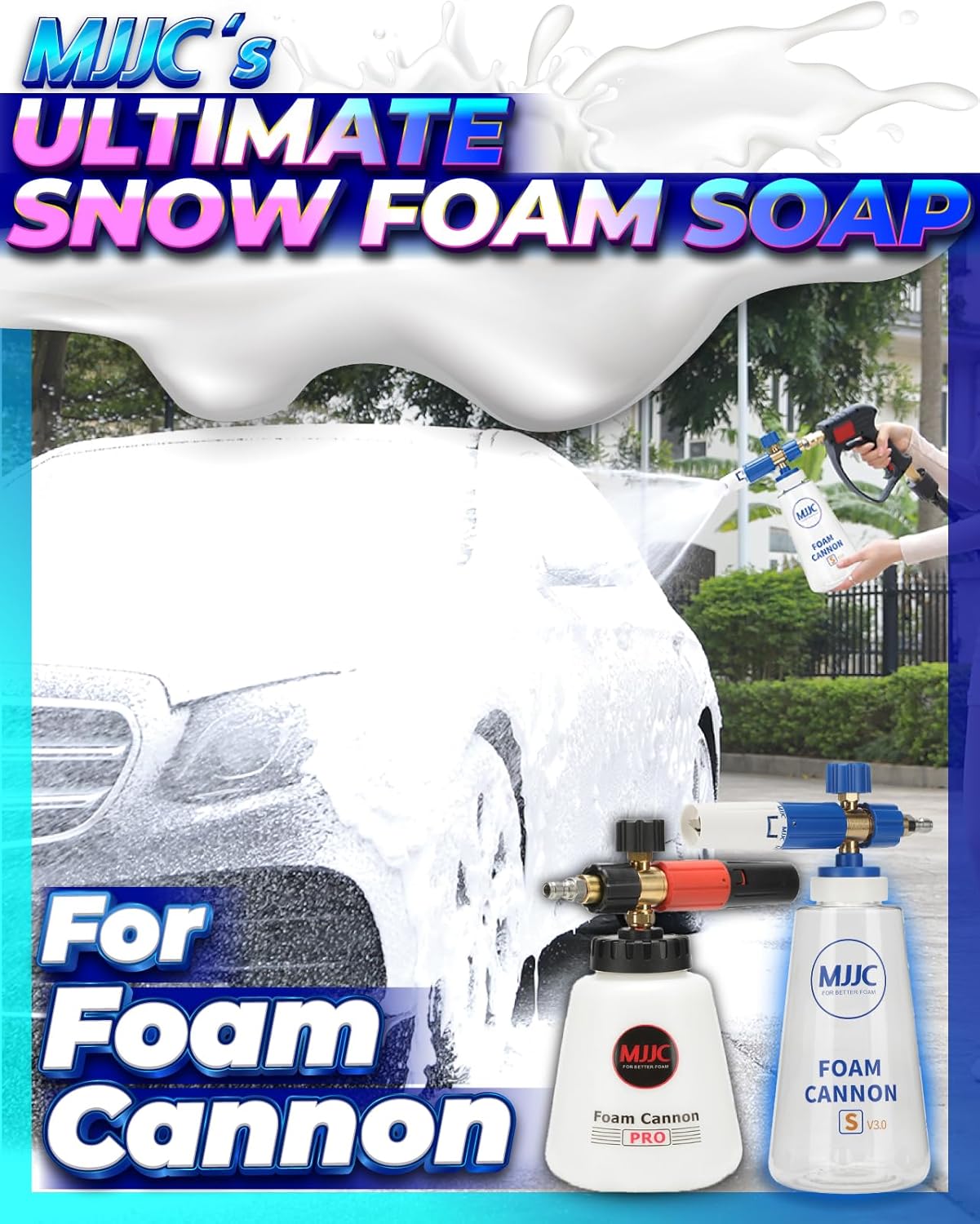 MJJC Foam Ultimate Snow Foam Car Wash Soap Specialized Car Shampoo for Foam Cannon and Pressure Washer, Safe for Cars (pH Neutral, 10x Concentrated) lime mint scent (20 oz)