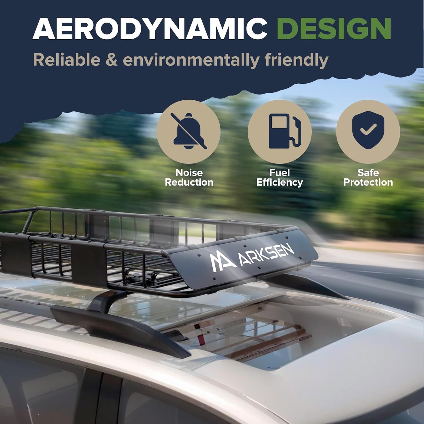 ARKSEN 64 x 34 x 6 Inch Universal Roof Rack with Extension, 600D Waterproof Bag, 2 Ratchet Straps&Net, 150 LBS Capacity Heavy Duty Rooftop Cargo Basket for SUV, Truck, RV, Pickup