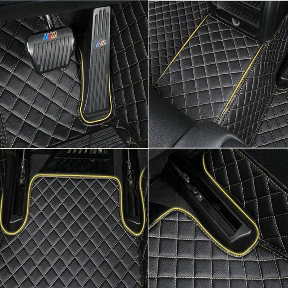 TAHALICustom Colors Car Floor Mats Black Pink for 99.9% Sedan SUV Sports， All-Weather Liners Car Floor mat，Luxury Leather Automotive Floor Mats (Black Blue mats,3D Floor Mats)