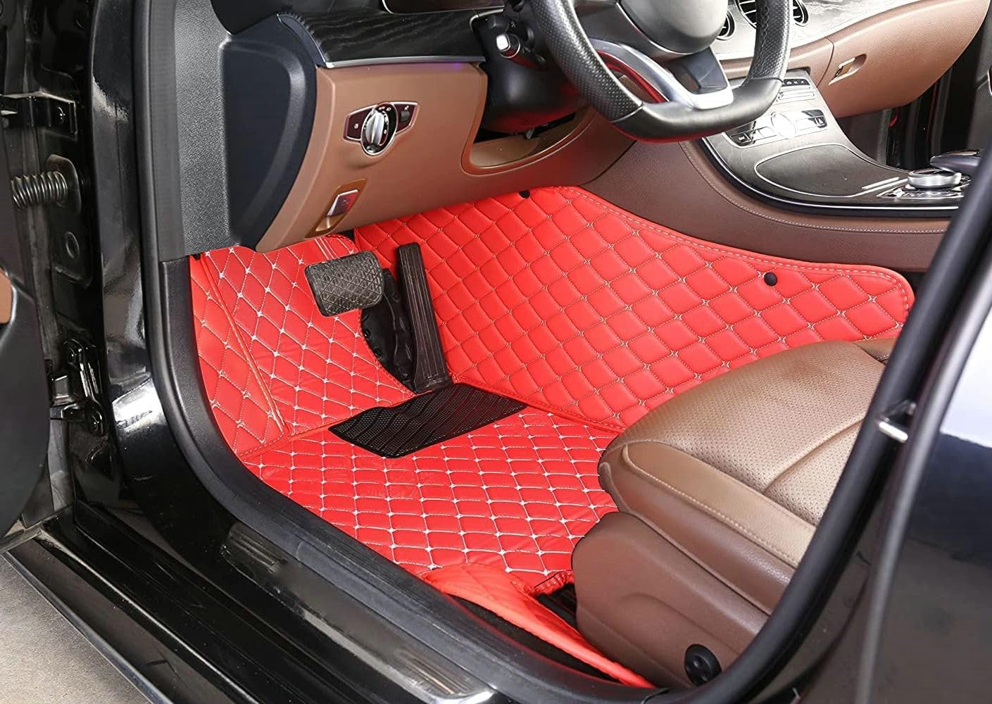 Custom Artificial Leather Waterproof All-Weather Car Floor Mats Fit for 99% Sedan SUV Sports Car Vehicle Car Mat (Blue)