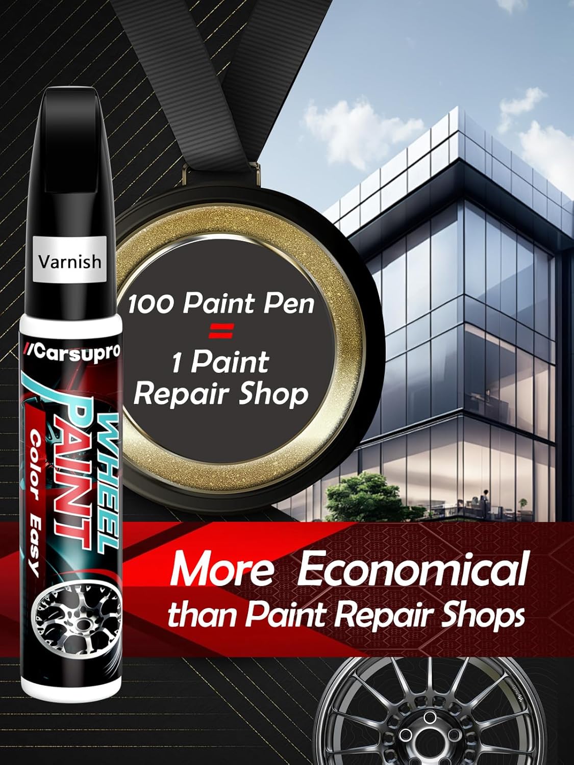 Matte Black wheel Touch Up Paint, Wheel Scratch Repair Touch Up Paint Pen, Rim Paint For Car Wheel Repair | Quick-Dry, 2X Adhesion on Alloy/Chrome Wheels