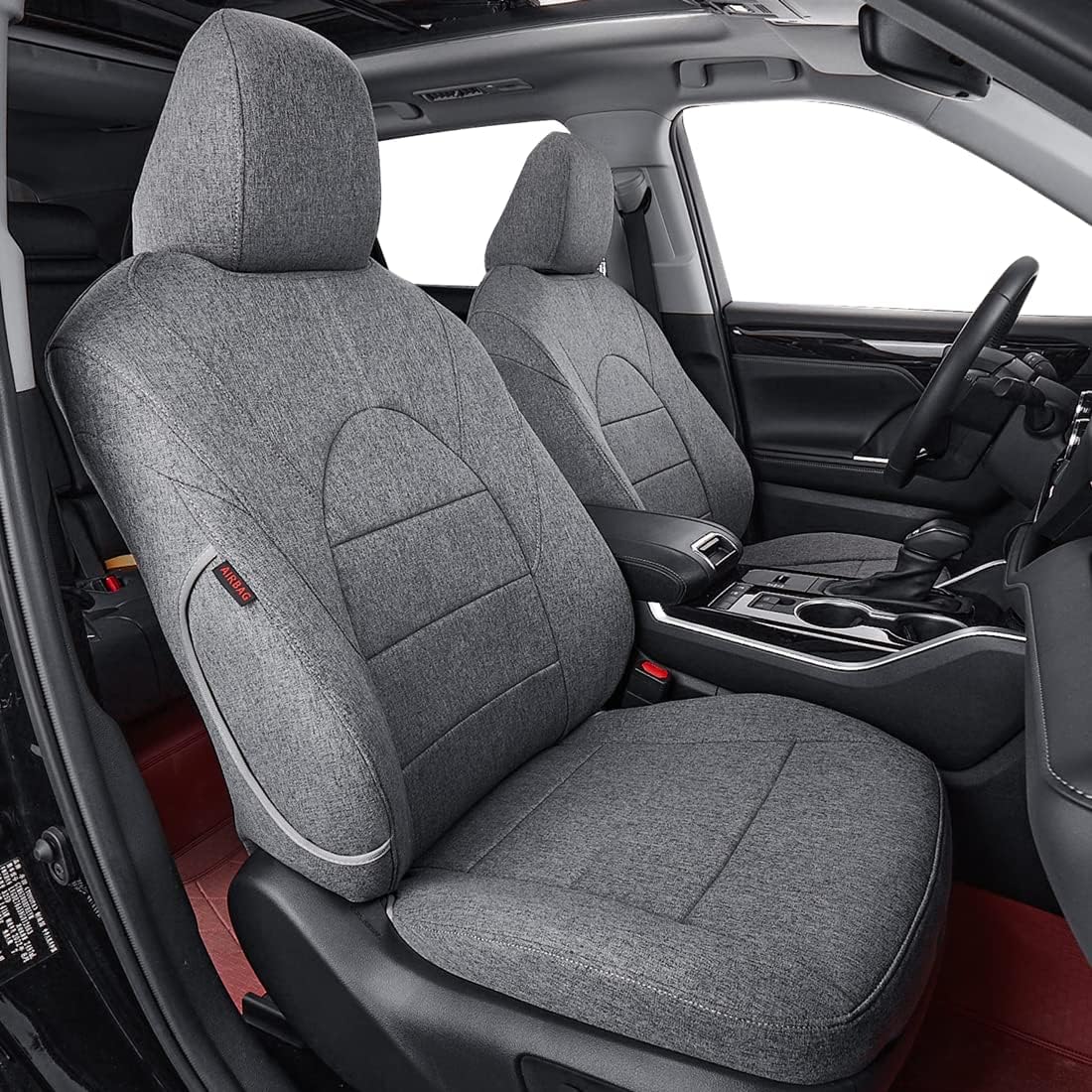 coverdream Camry Seat Covers Custom Fit for 2018-2024 Toyota Camry L LE SE SE Nightshade,Full Coverage Polyester Car Seat Protector (Full Set,Gray)
