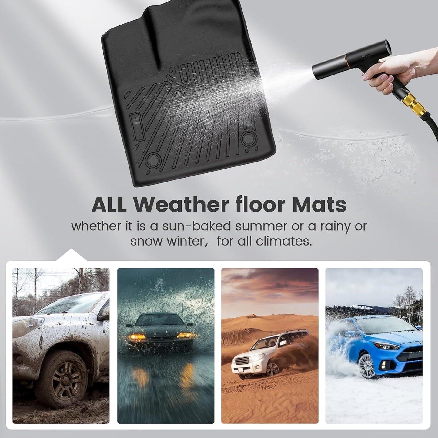 KMF Custom Fit Floor Mats for Toyota 4Runner 2025 (NOT for Hybrid) Accessories, 5 Seats All Weather TPE Waterproof Car Floor Liners - Front & Rear 2 Row, Anti-Slip Deep Grooves 4Runner Car Mats