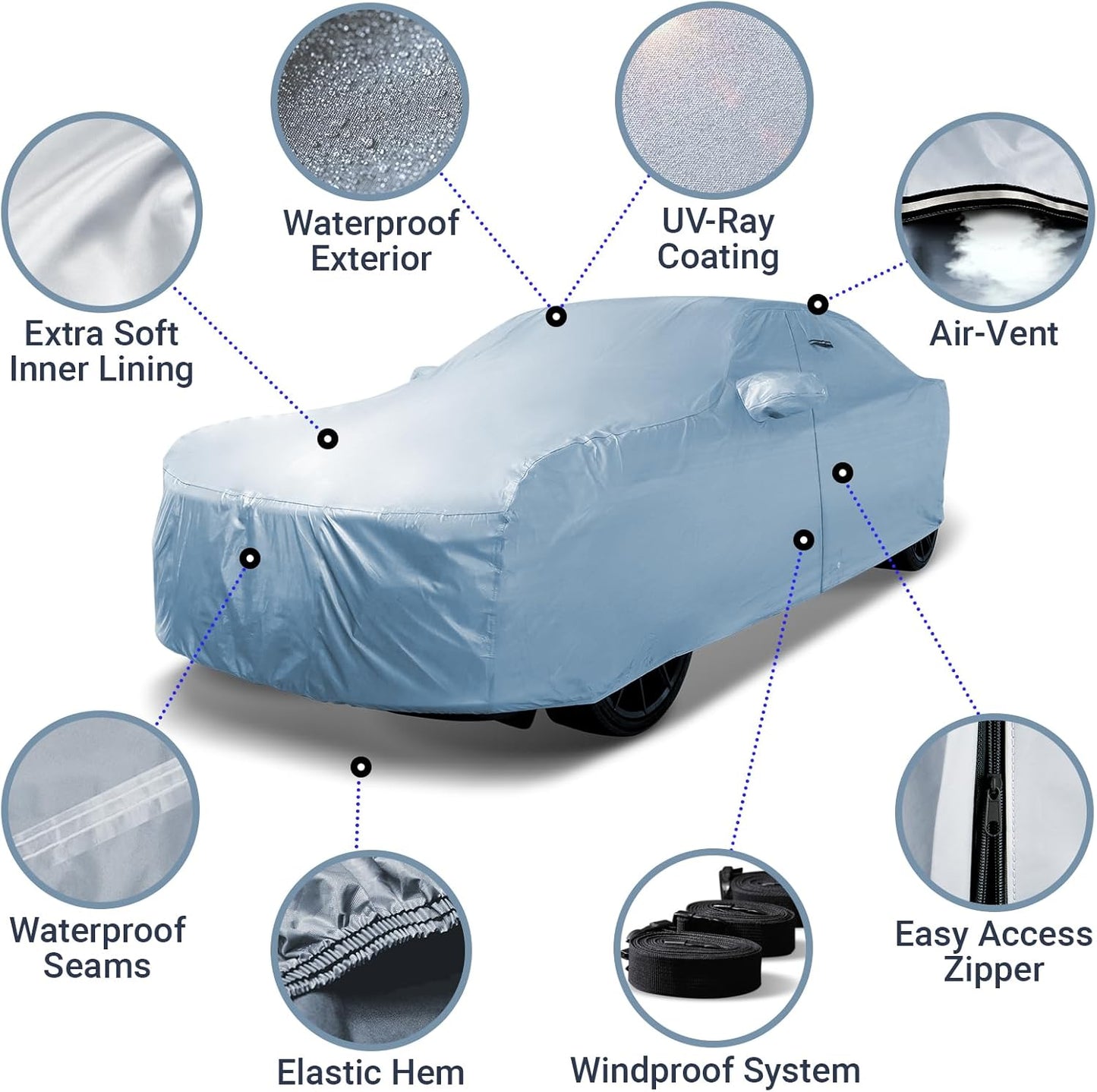 iCarCover Custom Car Cover for 2006-2025 Dodge Charger SXT, GT, Hellcat, Scat Pack, R/T, SE, Daytona, SRT, SRT8 Waterproof All-Weather Rain Snow UV Sun Protector Full Exterior Indoor Outdoor Car Cover