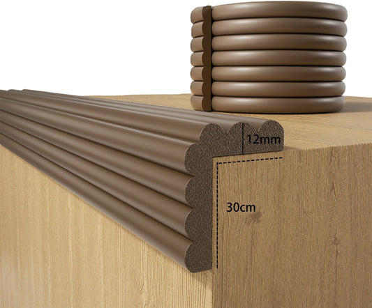 Baby Proofing Wall Corner Protector,Edge Guard Corner Protector,6.56ft Thinken Soft Corner Protectors Pre-Taped Soft Rubber Foam Edge Cushion for Furniture (Brown-L, 6.56Ft x 11.8" W x 0.47" Th)