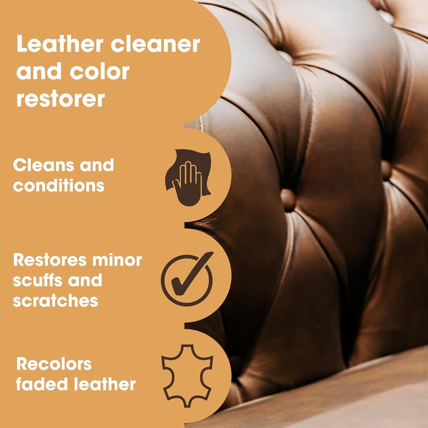 Furniture Clinic Leather Easy Restoration Kit | with Leather Recoloring Balm, Cleaner, Sponge, and Cloth | Leather Repair Kit for Scratched and Faded Furniture (Medium Brown)