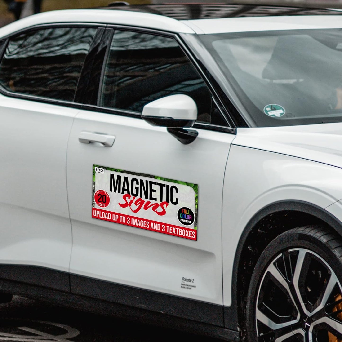 2 Pack, Personalized Magnetic Signs for Vehicles, Custom Car Magnets for Businesses, Customized Full Color Magnetic Truck Signs, 12x24 Car Magnet Signs (Design B)