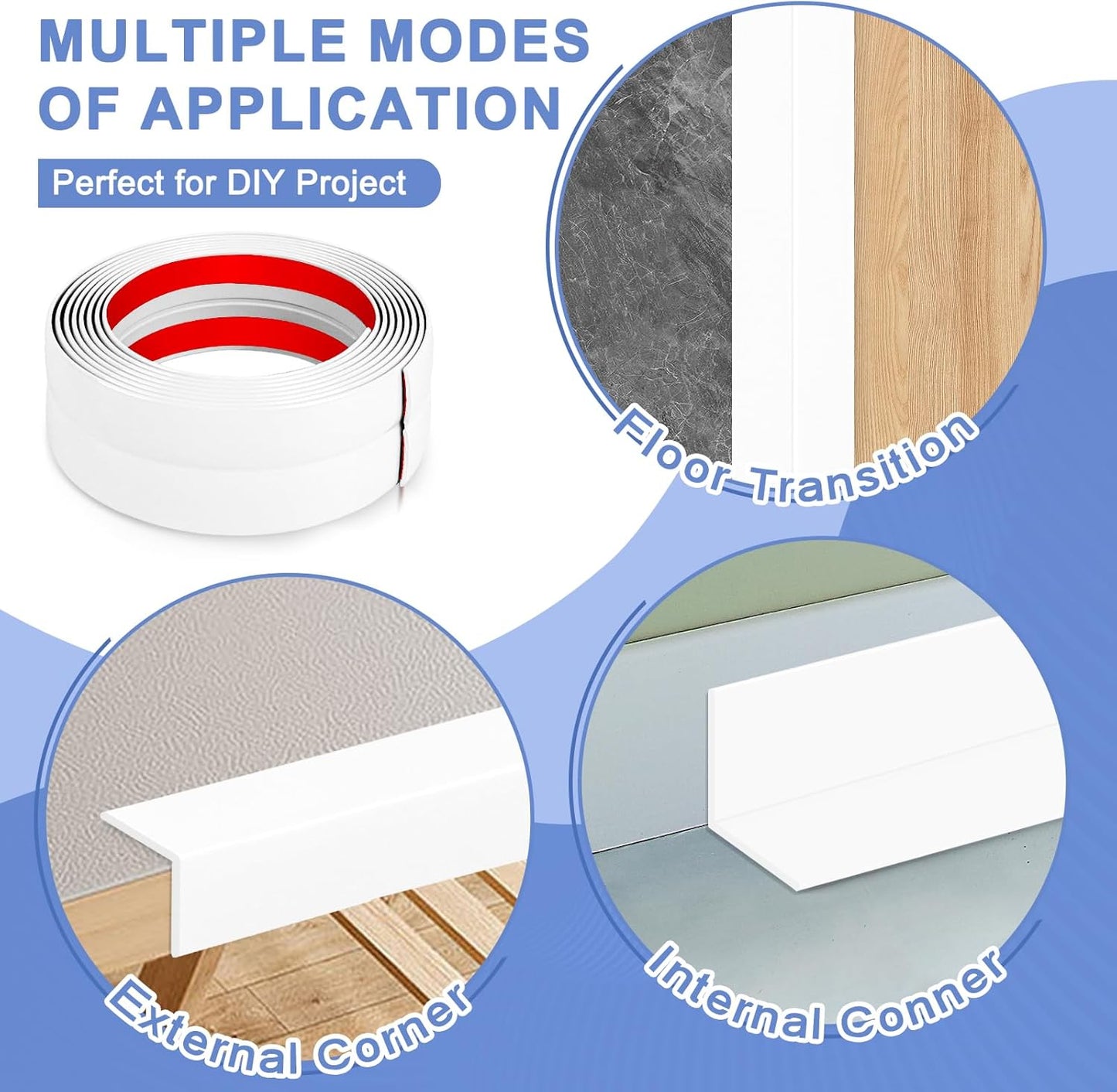 Wall Corner Protector Moulding Trim Peel and Stick Wall Corner Guards Trim Flexible Self Adhesive Edge Protector Moulding, 1.6 in x 40 Ft, White