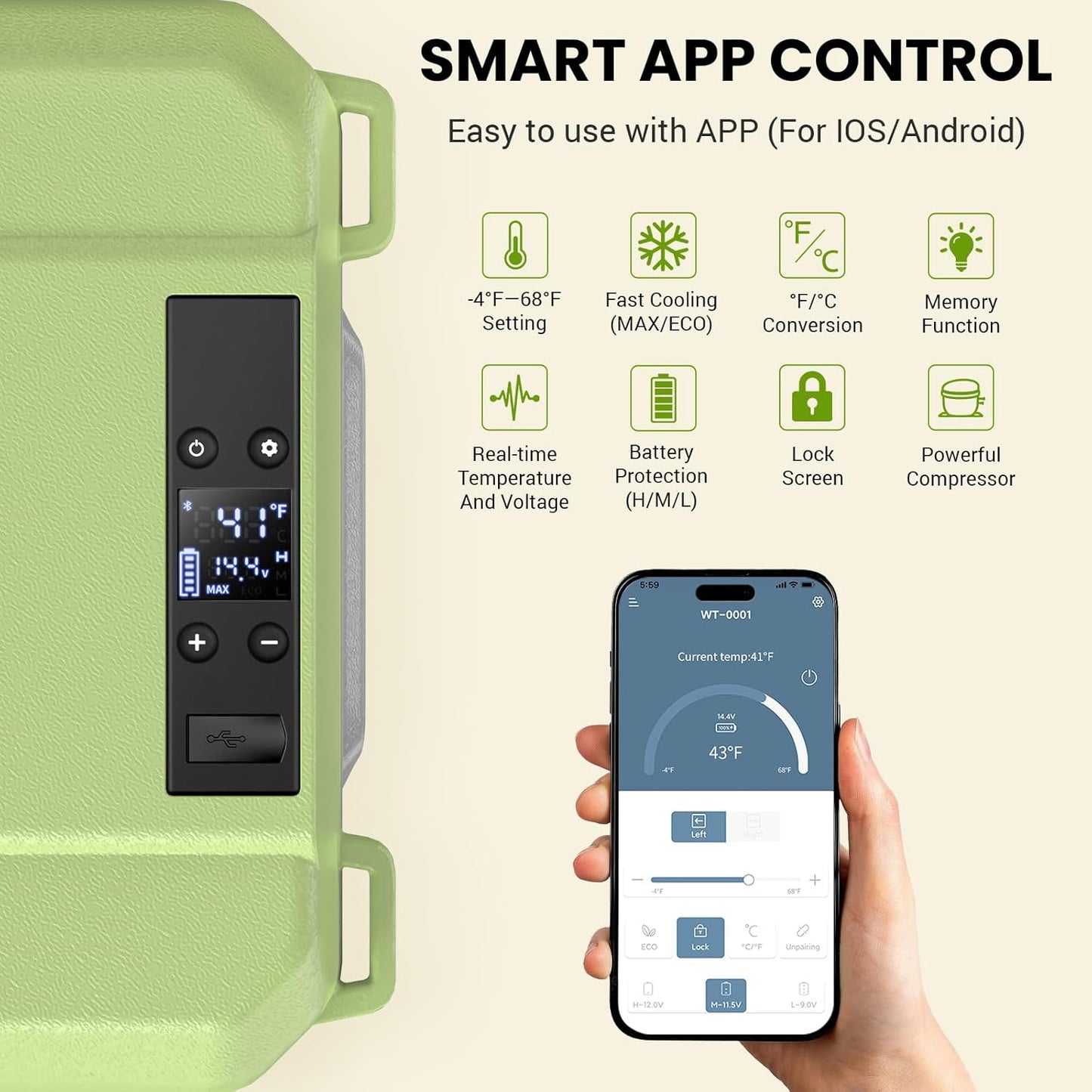 Car Refrigerator 12v Portable Fridge for Car, Auto 19 Quart Freezer Cooler, -4℉—68℉ 12/24V DC 100~240 Volt AC for Truck, Camping, Travel, Vehicles, RV